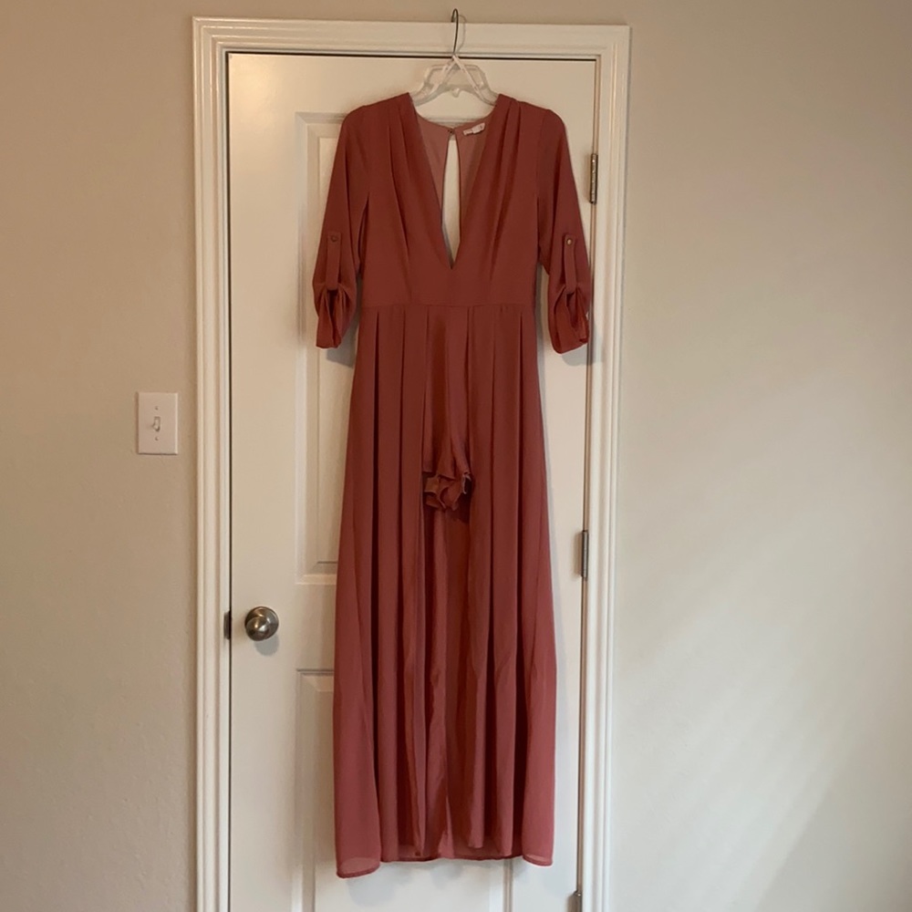 Pink Jumpsuit/Romper size Medium. Open back.